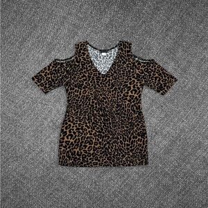 Leopard Print Cold-Shoulder Top